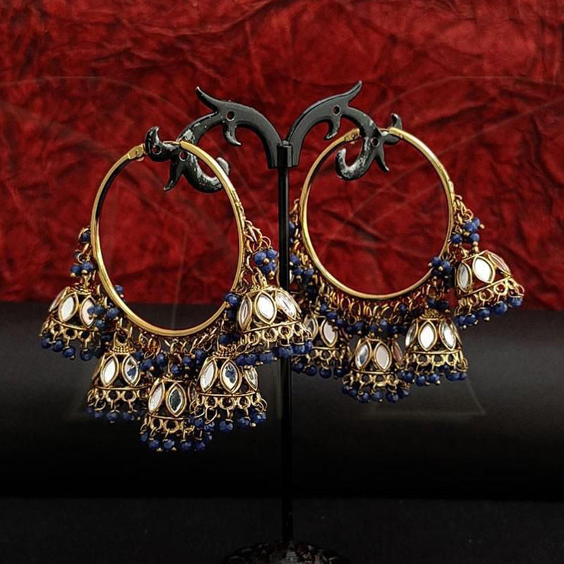 Anjali Jewellery Gold Plated Mirror And Beads Jhumki Earrings