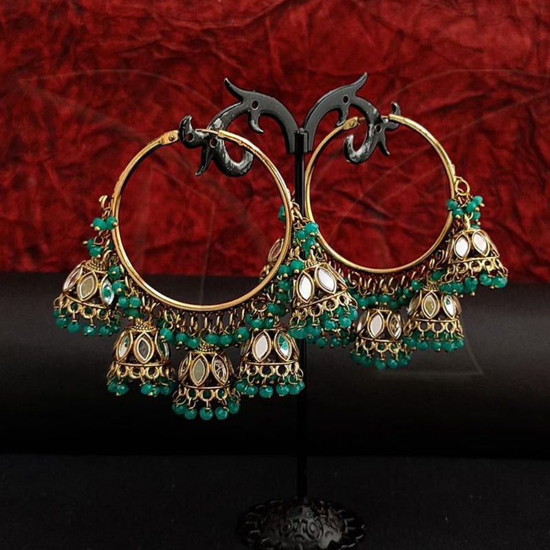 Anjali Jewellery Gold Plated Mirror And Beads Jhumki Earrings