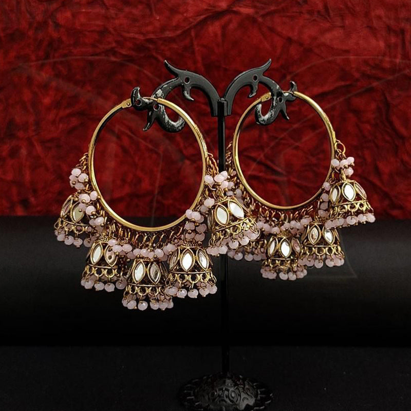 Anjali Jewellery Gold Plated Mirror And Beads Jhumki Earrings