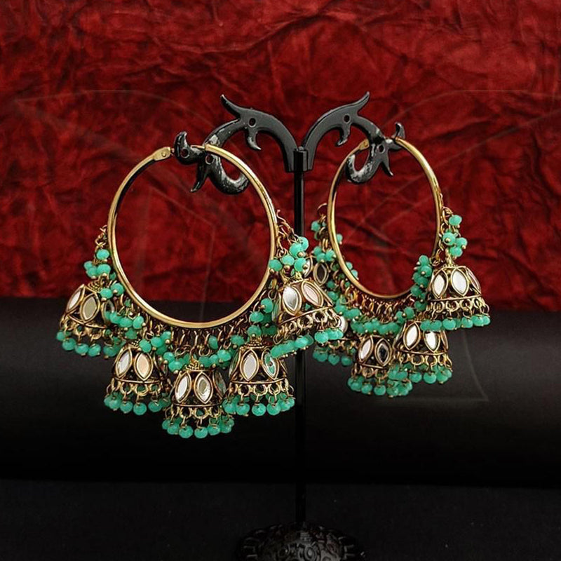 Anjali Jewellery Gold Plated Mirror And Beads Jhumki Earrings