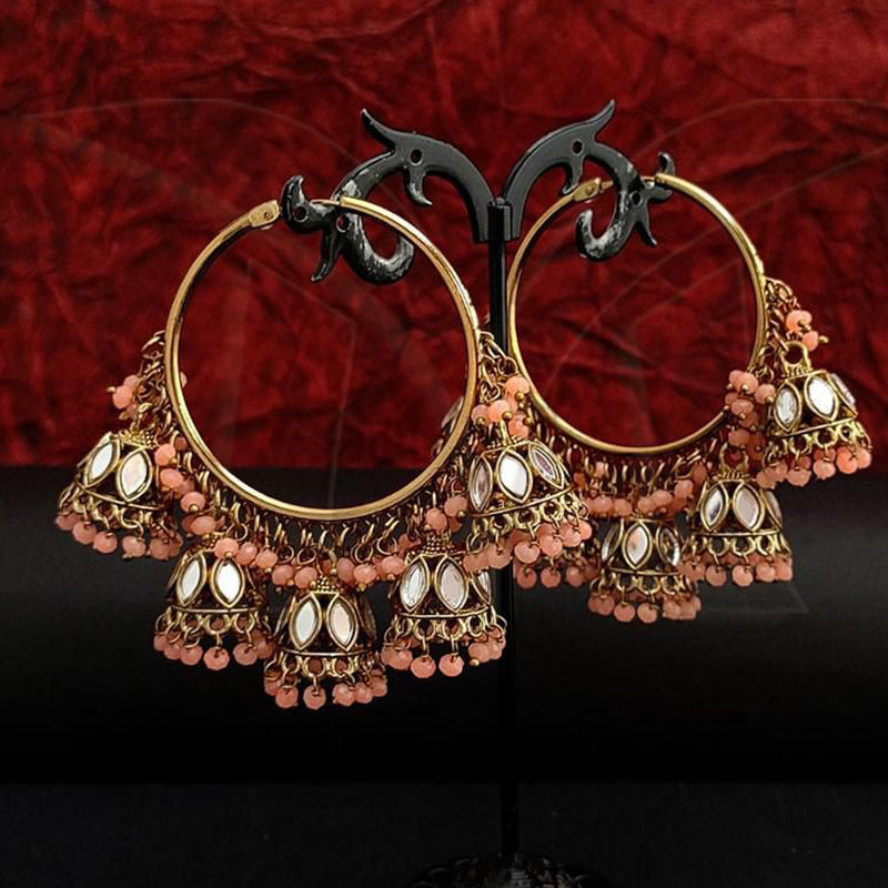 Anjali Jewellery Gold Plated Mirror And Beads Jhumki Earrings