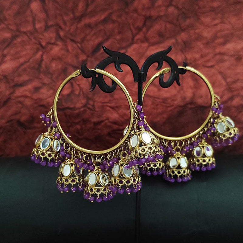 Anjali Jewellery Gold Plated Mirror And Beads Jhumki Earrings