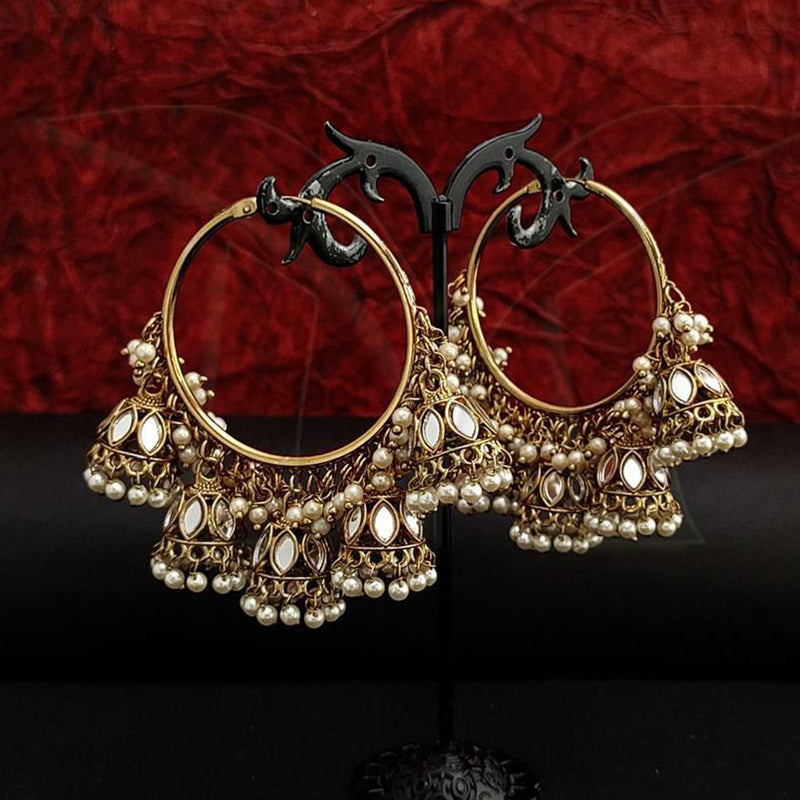 Anjali Jewellery Gold Plated Mirror And Beads Jhumki Earrings