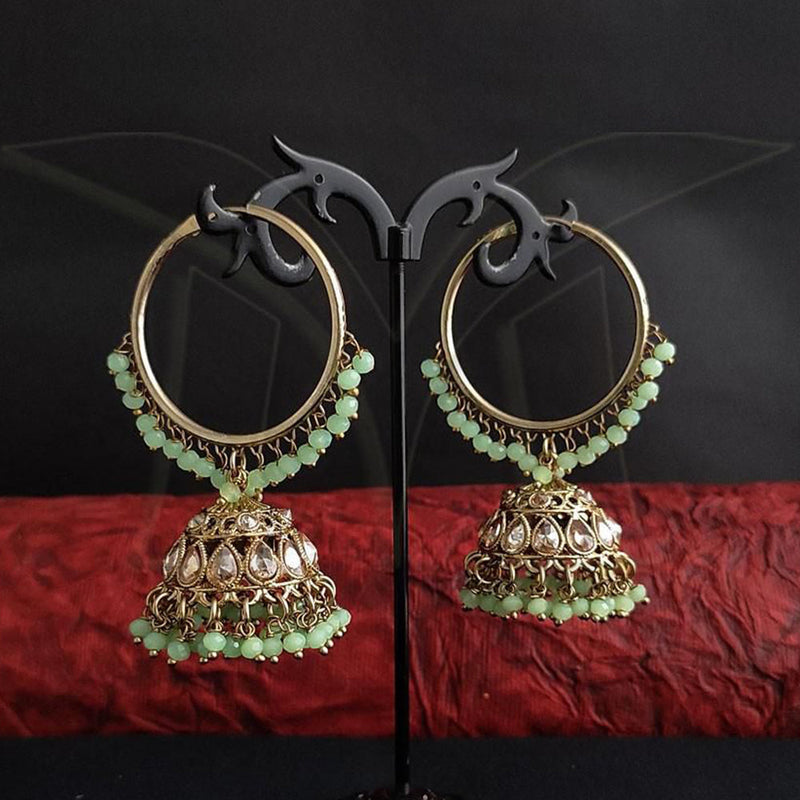 Anjali Jewellery Gold Plated Crystal Stone  And Beads Jhumki Earrings