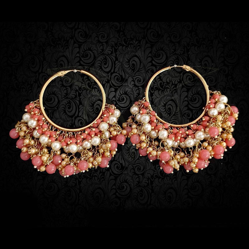 Anjali Jewellery Gold Plated Beads And Pearl Hoop Earrings