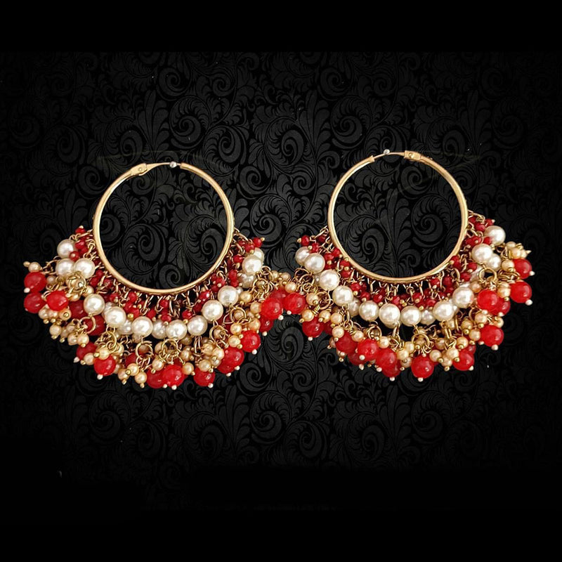 Anjali Jewellery Gold Plated Beads And Pearl Hoop Earrings