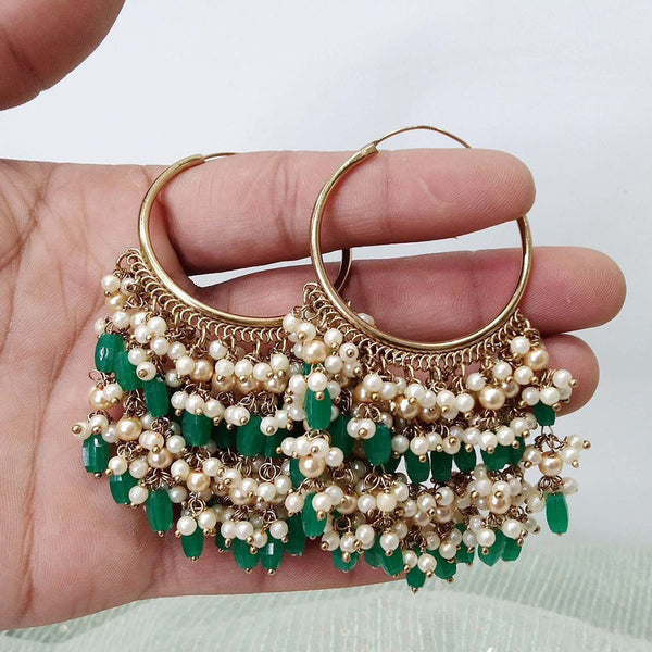 Anjali Jewellery Gold Plated Beads And Pearl Hoop Earrings