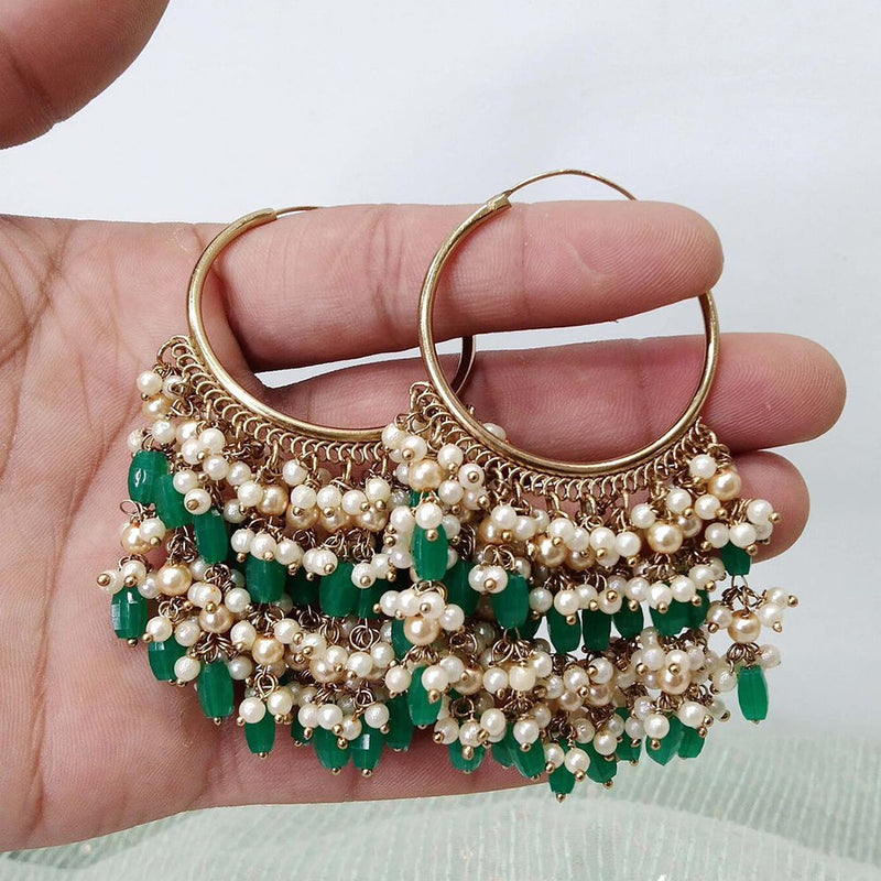 Anjali Jewellery Gold Plated Beads And Pearl Hoop Earrings