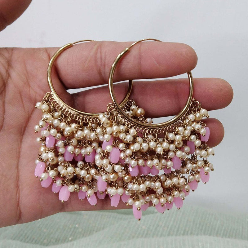 Anjali Jewellery Gold Plated Beads And Pearl Hoop Earrings