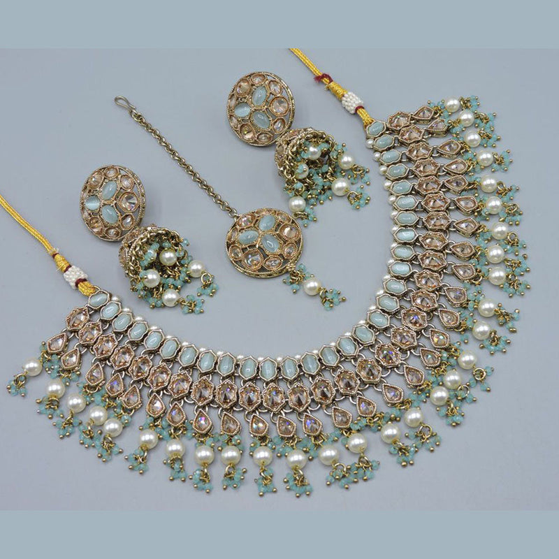 Anjali Jewellery Gold Plated Crystal Stone Pearl And Beads Necklace Set