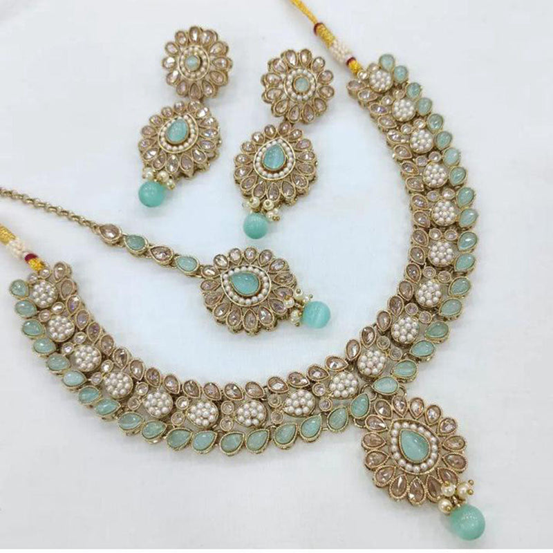 Anjali Jewellery Gold Plated Crystal Stone Pearl And Beads Necklace Set