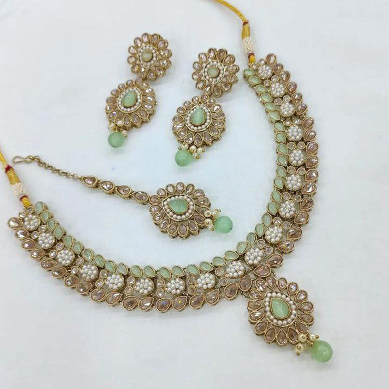 Anjali Jewellery Gold Plated Crystal Stone Pearl And Beads Necklace Set