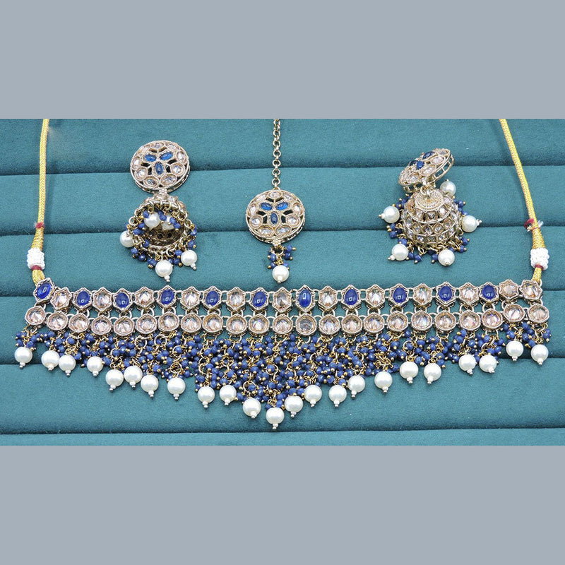 Anjali Jewellery Gold Plated Crystal Stone Pearl And Beads Necklace Set