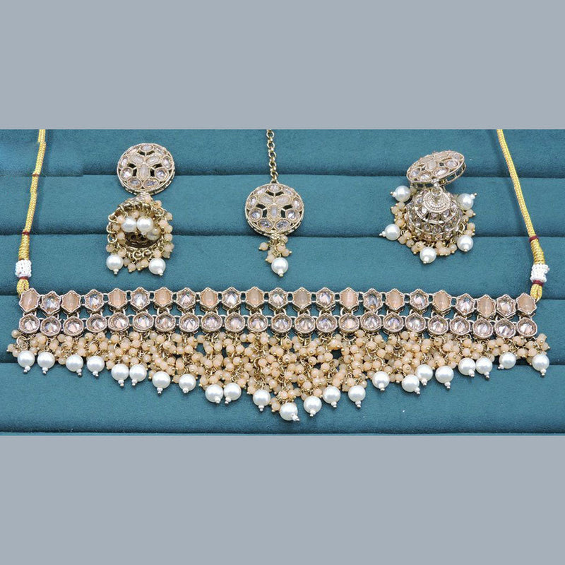 Anjali Jewellery Gold Plated Crystal Stone Pearl And Beads Necklace Set