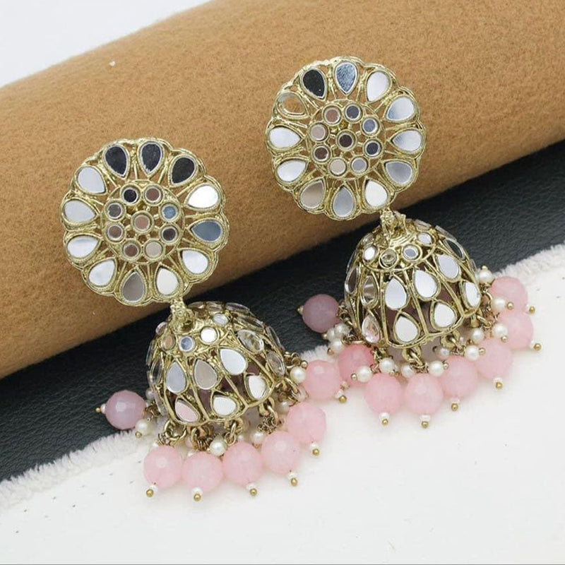 Anjali Jewellery Gold Plated Mirror Pearl And Beads Jhumki Earrings