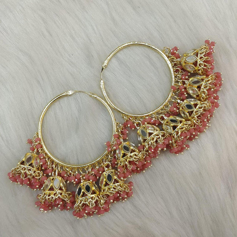 Anjali Jewellery Gold Plated Mirror And Beads Hoop Jhumki Earrings