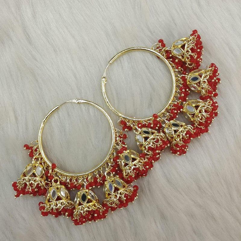 Anjali Jewellery Gold Plated Mirror And Beads Hoop Jhumki Earrings