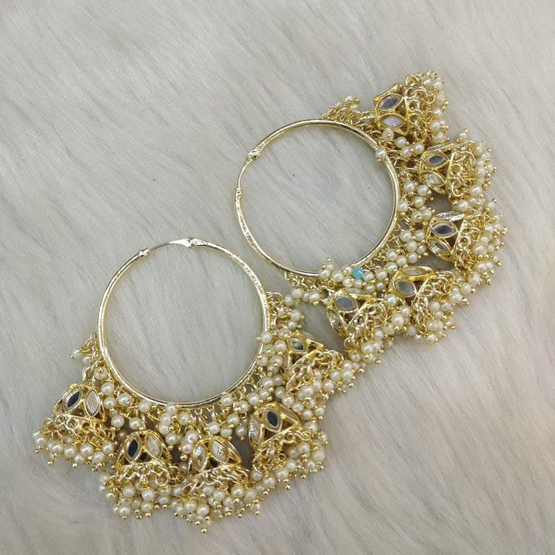 Anjali Jewellery Gold Plated Mirror And Beads Hoop Jhumki Earrings