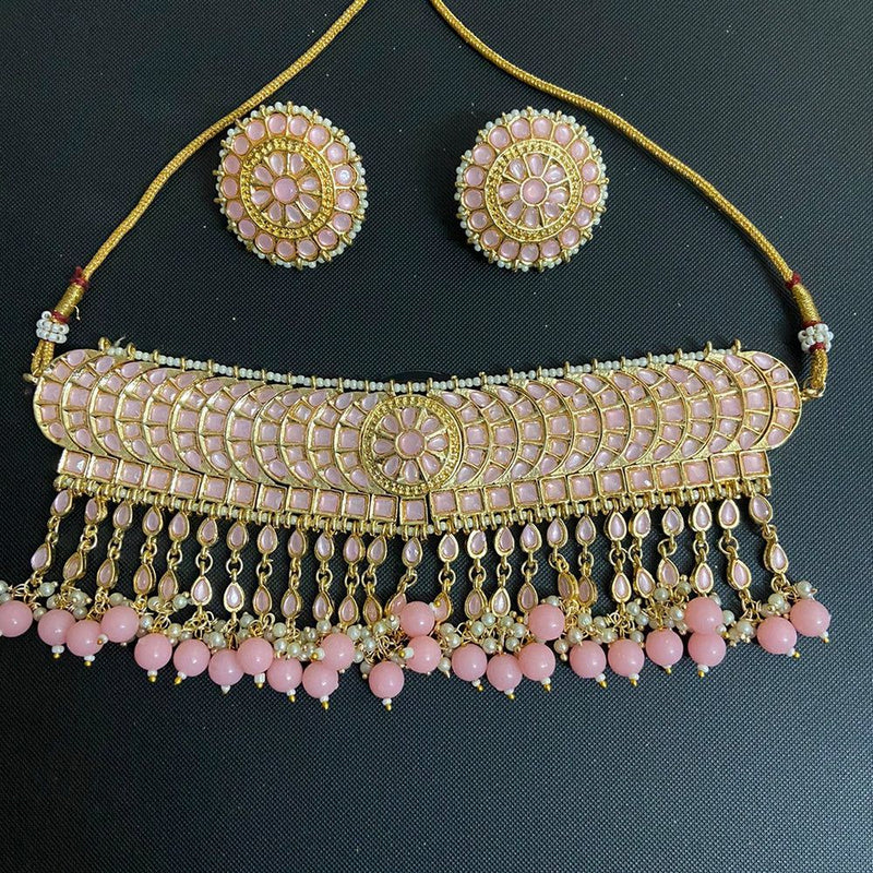 Anjali Jewellery Gold Plated Kundan And Pearls Choker Necklace Set