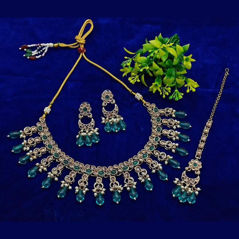 Anjali Jewellery Gold Plated Crystal Stone And Pearls Necklace Set