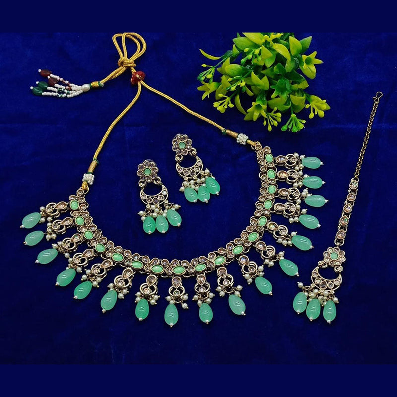 Anjali Jewellery Gold Plated Crystal Stone And Pearls Necklace Set