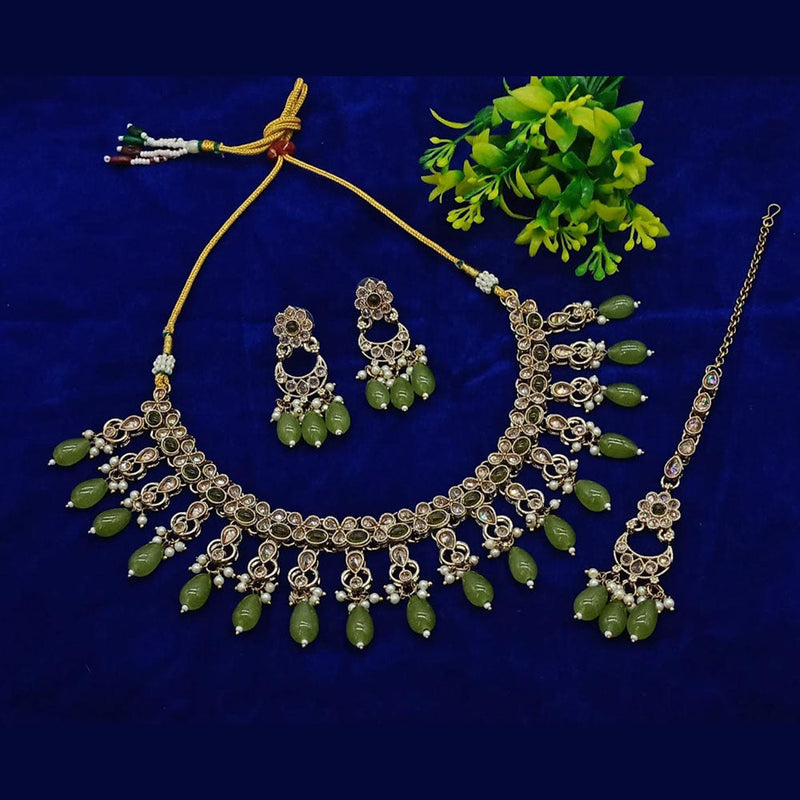 Anjali Jewellery Gold Plated Crystal Stone And Pearls Necklace Set