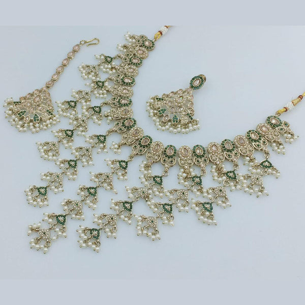 Anjali Jewellery Gold Plated Crystal Stone And Pearls Necklace Set