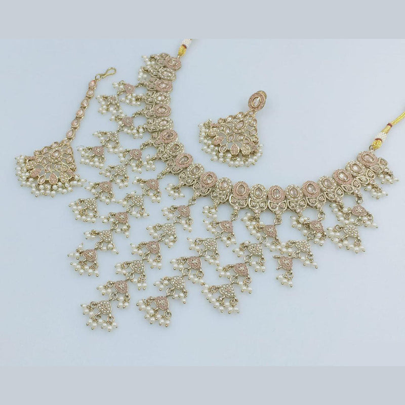 Anjali Jewellery Gold Plated Crystal Stone And Pearls Necklace Set