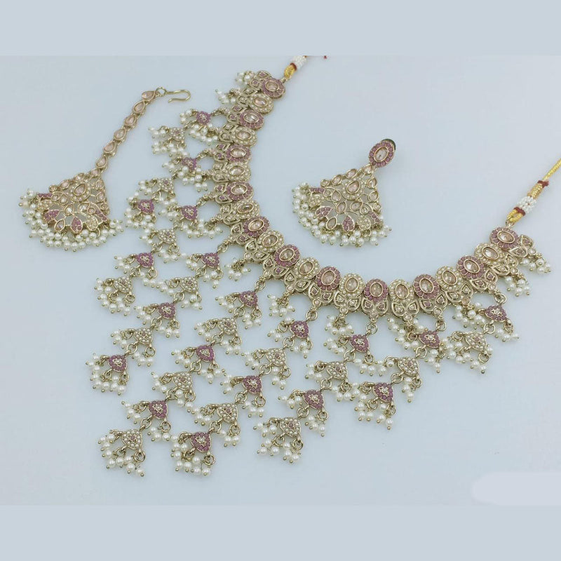 Anjali Jewellery Gold Plated Crystal Stone And Pearls Necklace Set