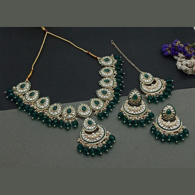 Anjali Jewellery Gold Plated Kundan Stone And Pearls Necklace Set