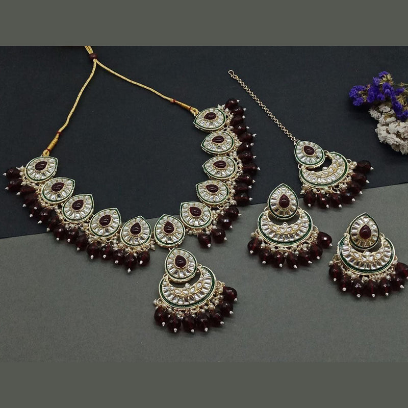 Anjali Jewellery Gold Plated Kundan Stone And Pearls Necklace Set