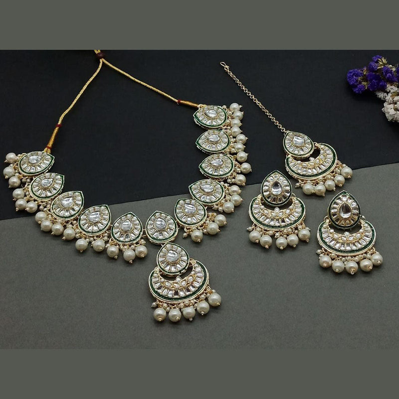 Anjali Jewellery Gold Plated Kundan Stone And Pearls Necklace Set