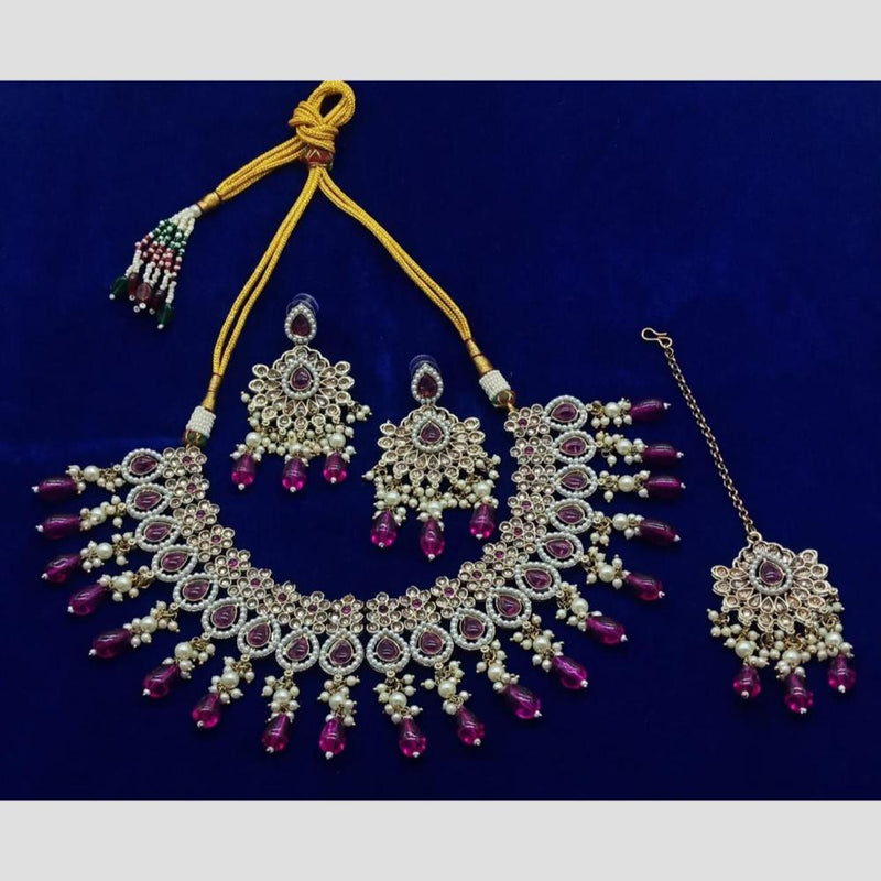 Anjali Jewellery Gold Plated Kundan Stone Necklace Set