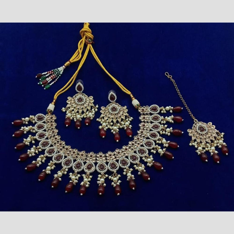 Anjali Jewellery Gold Plated Kundan Stone Necklace Set