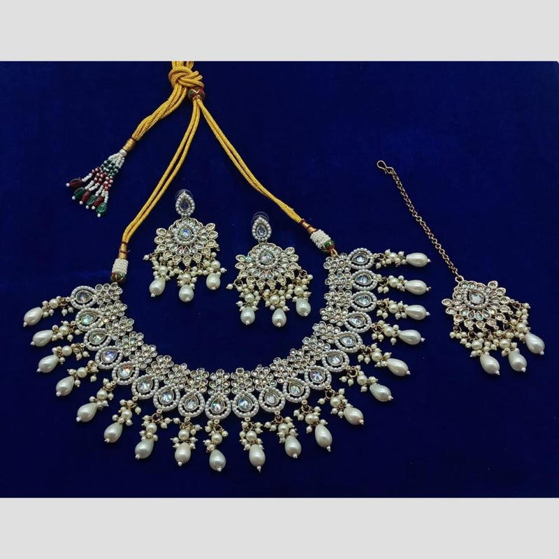 Anjali Jewellery Gold Plated Kundan Stone Necklace Set