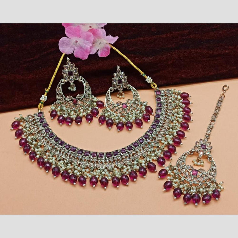 Anjali Jewellery Gold Plated Kundan Stone  Necklace Set