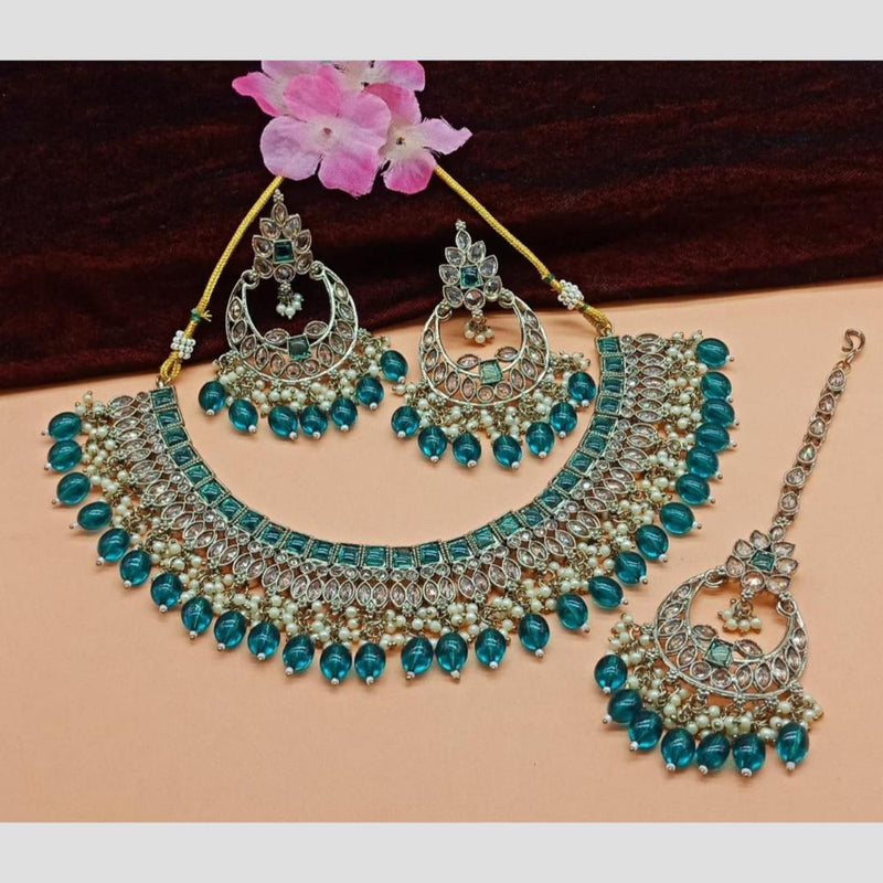 Anjali Jewellery Gold Plated Kundan Stone  Necklace Set