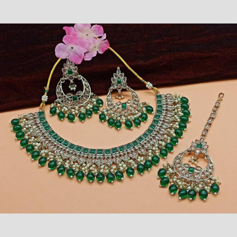 Anjali Jewellery Gold Plated Kundan Stone  Necklace Set