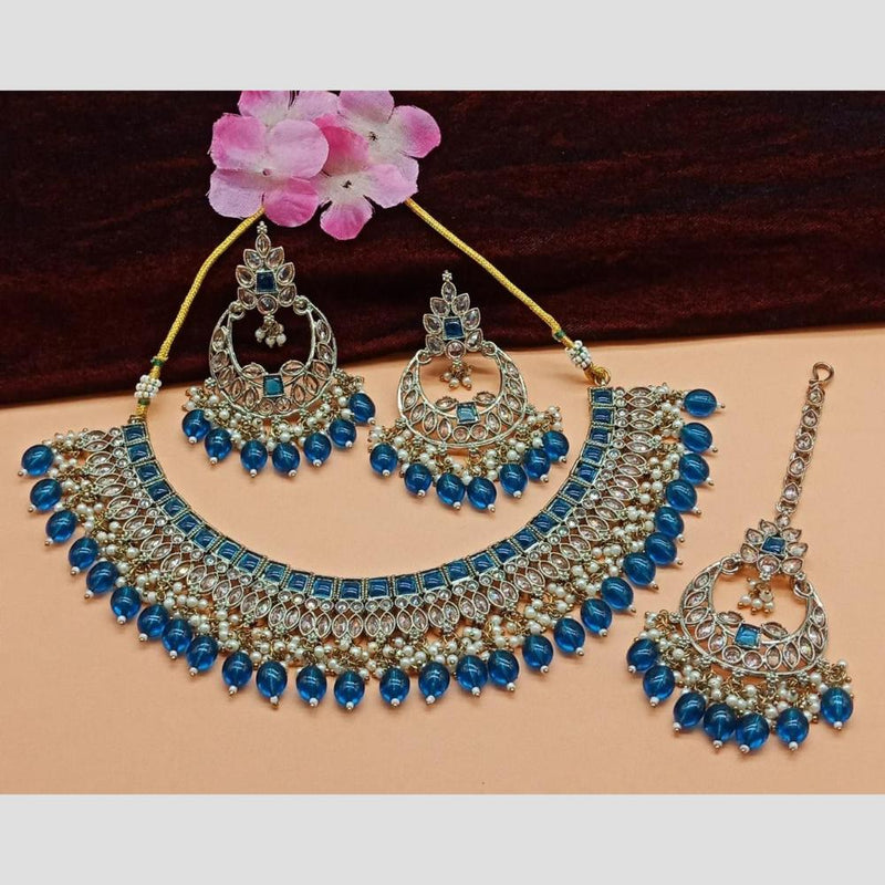 Anjali Jewellery Gold Plated Kundan Stone  Necklace Set