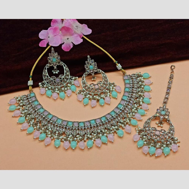 Anjali Jewellery Gold Plated Kundan Stone  Necklace Set