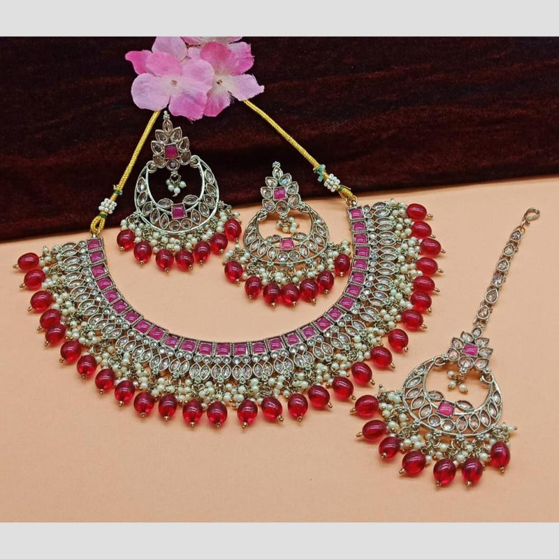 Anjali Jewellery Gold Plated Kundan Stone  Necklace Set