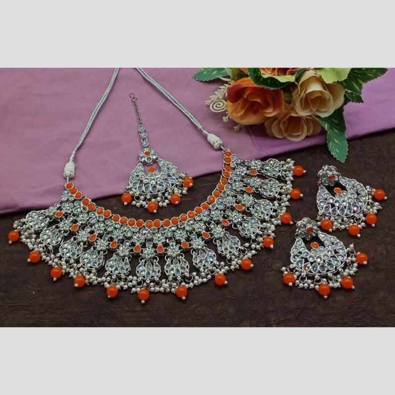 Anjali Jewellery Gold Plated Kundan Stone And Pearls Necklace Set