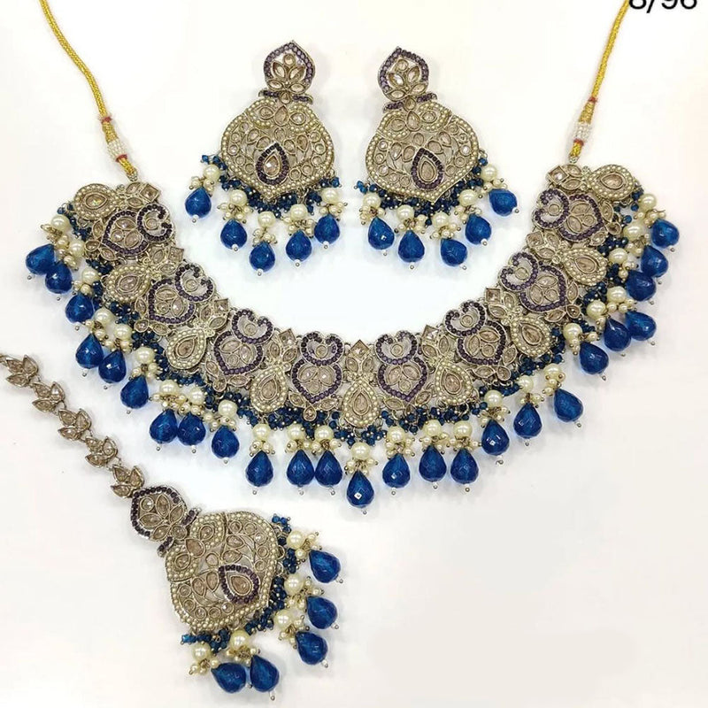 Anjali Jewellery Gold Plated Crystal Stone And Beads Necklace Set