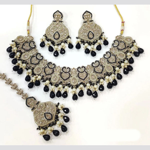 Anjali Jewellery Gold Plated Crystal Stone And Beads Necklace Set