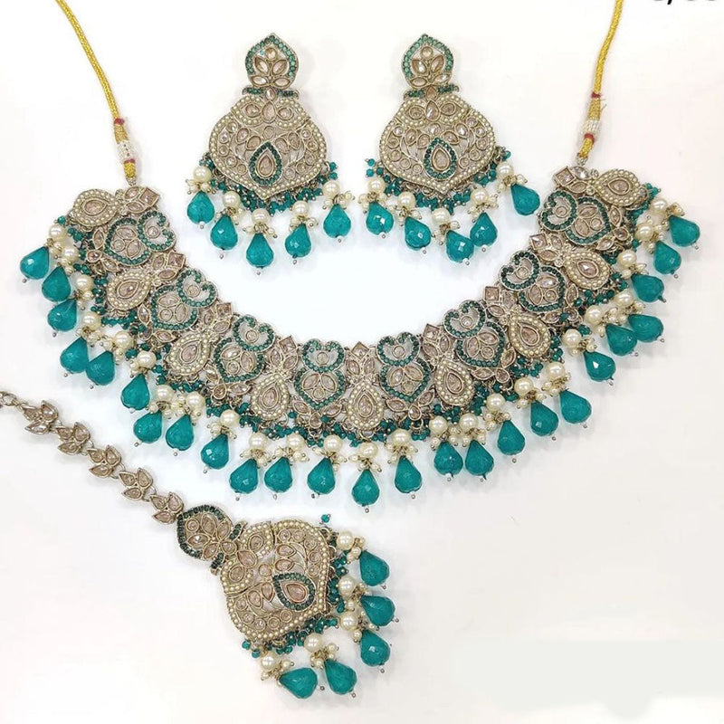 Anjali Jewellery Gold Plated Crystal Stone And Beads Necklace Set