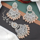 Anjali Jewellery Silver Plated Crystal Stone And Pearls Dangler Earrings With Maangtikka