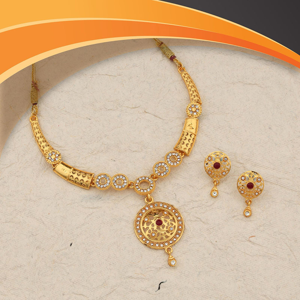 Kalpna Sales Exclusive Designer Gold  Plated Austrian Stone Necklace Set