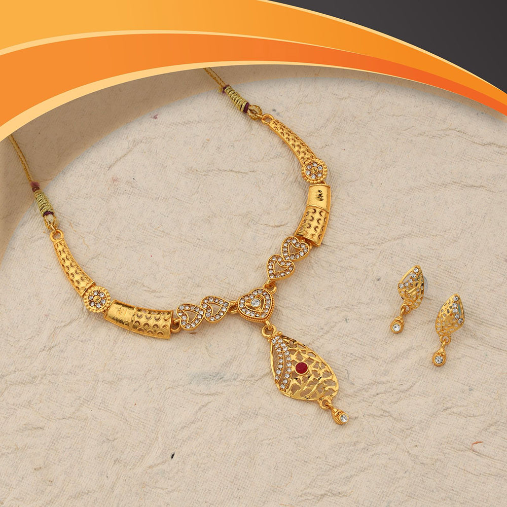 Kalpna Sales Exclusive Designer Gold  Plated Austrian Stone Necklace Set