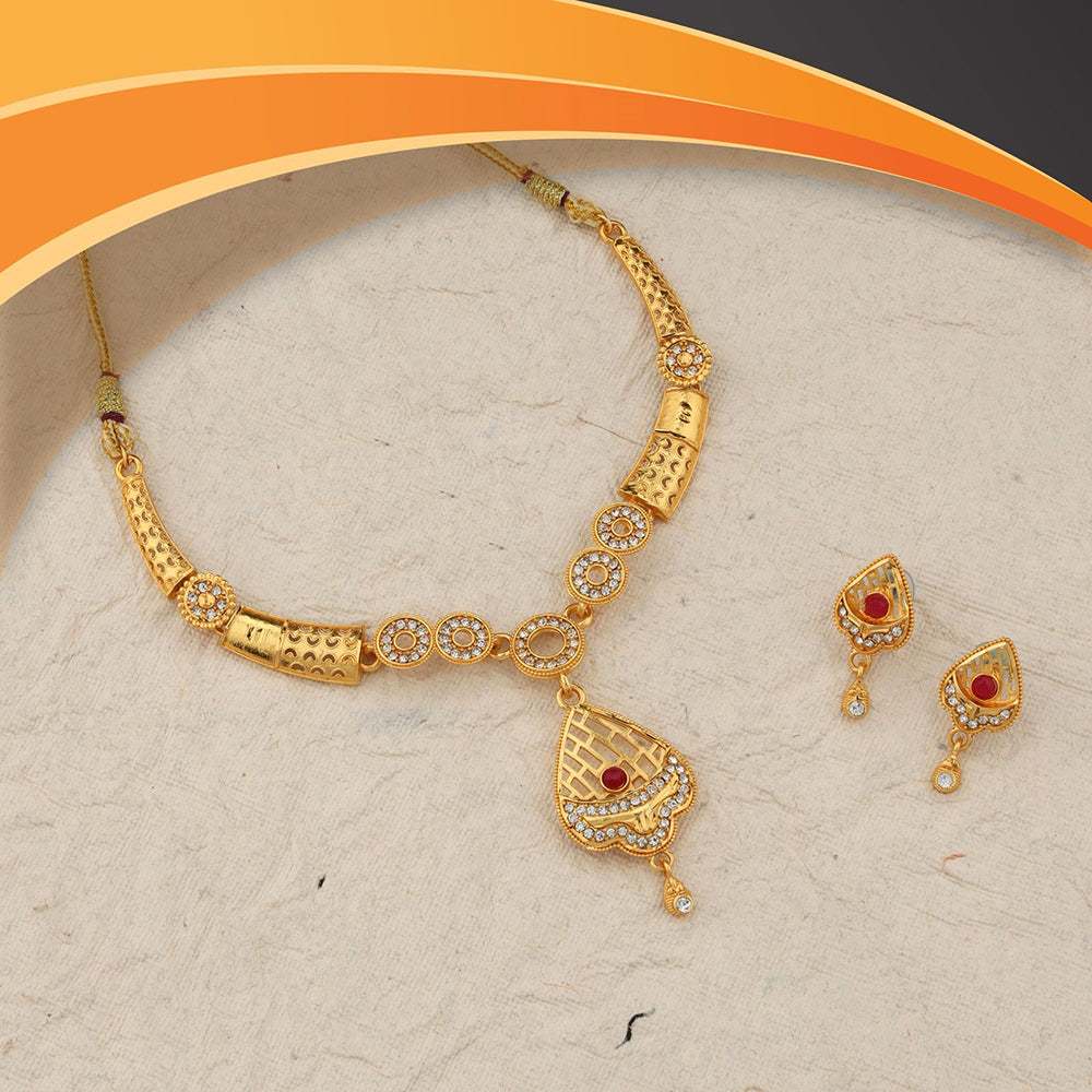 Kalpna Sales Exclusive Designer Gold  Plated Austrian Stone Necklace Set