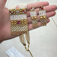 Kalpna Sales Exclusive Designer Gold Plated Kundan And Pearl Long Necklace Set